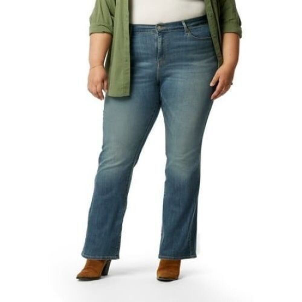 Levi Strauss Signature Bootcut Jeans Womens 22W Long Blue Mid Rise Slim NEW